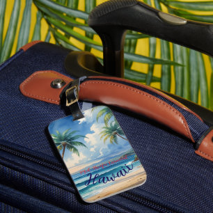 Vintage stil Hawaii Resa Honolulu Blå Hav Bagagebricka