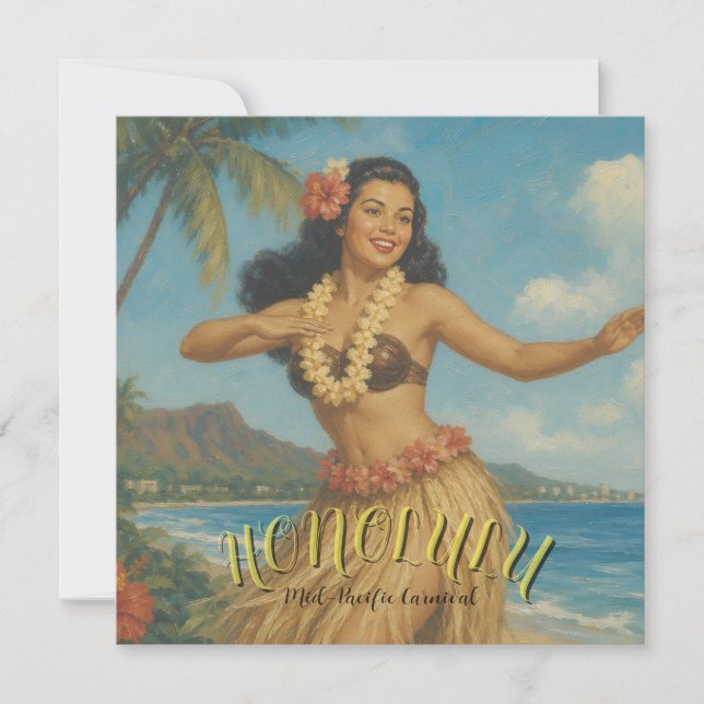 Vintage stil Hawaii-resa Kort (Framsida)