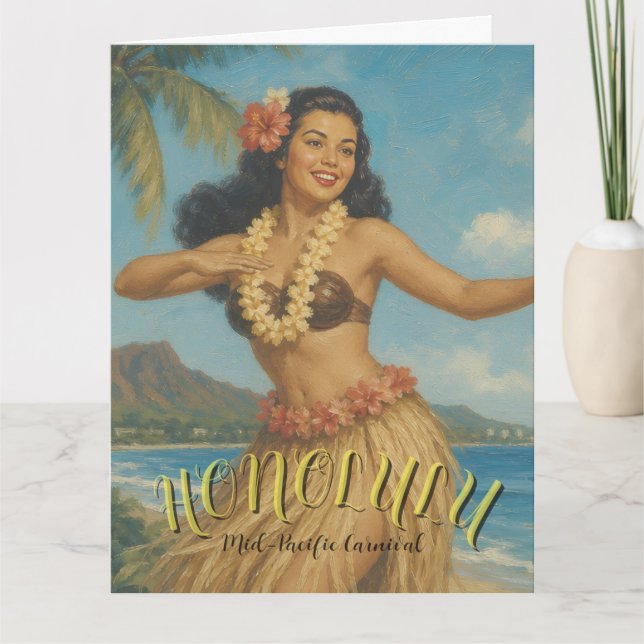 Vintage stil Hawaii-resa Kort (Framsida)