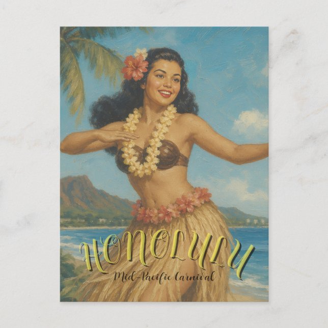 Vintage stil Hawaii-resa Vykort (Framsida)