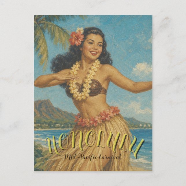 Vintage stil Hawaii-resa Vykort (Framsida)