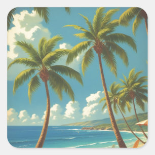 Vintage Stil Hawaii Travel Aloha från Hawaii Fyrkantigt Klistermärke