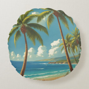 Vintage Stil Hawaii Travel Aloha från Hawaii Rund Kudde
