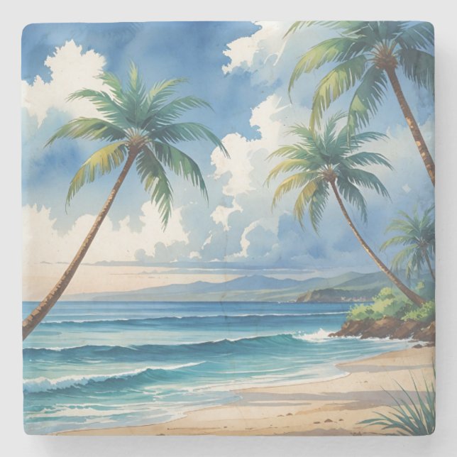 Vintage Stil Hawaii Travel Aloha från Hawaii Stenunderlägg (Framsidan)