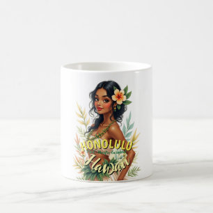 Vintage Stil Hawaii Travel Honolulu Hula Girl Kaffemugg