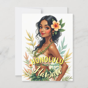 Vintage Stil Hawaii Travel Honolulu Hula Girl Vykort