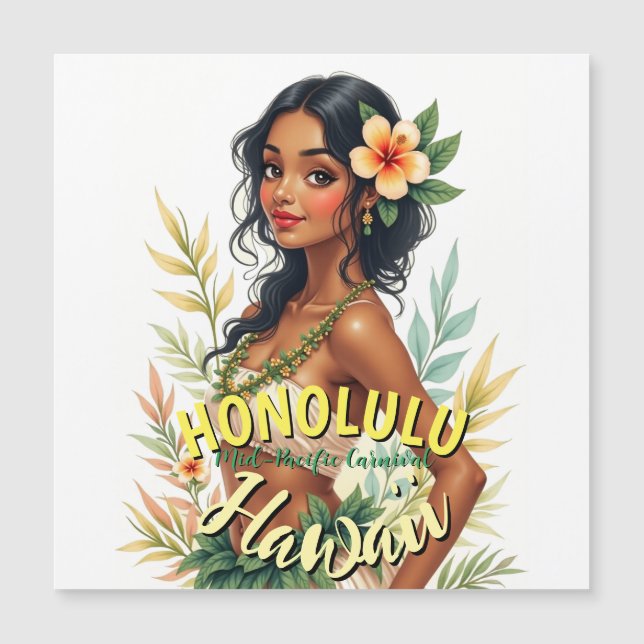 Vintage Stil Hawaii Travel Honolulu Magnetic Card (Framsida)