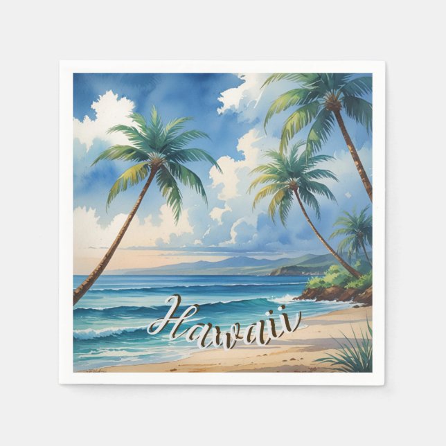 Vintage Stil Hawaii Travel Kusten Blue Sea Pappersservett (Framsidan)