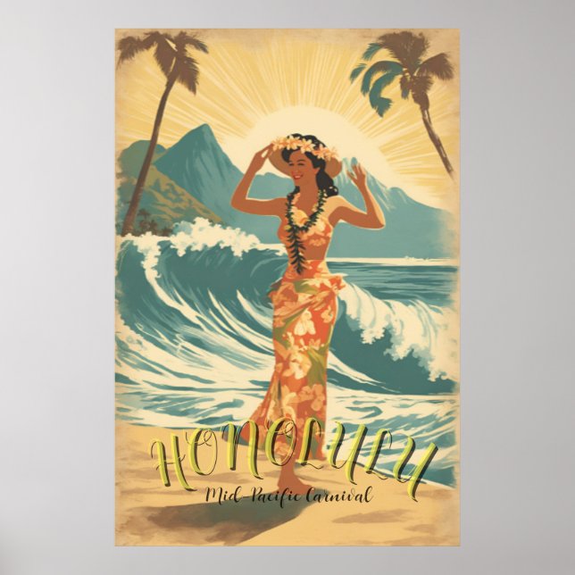 Vintage Stil Hawaii Travel Poster (Framsidan)