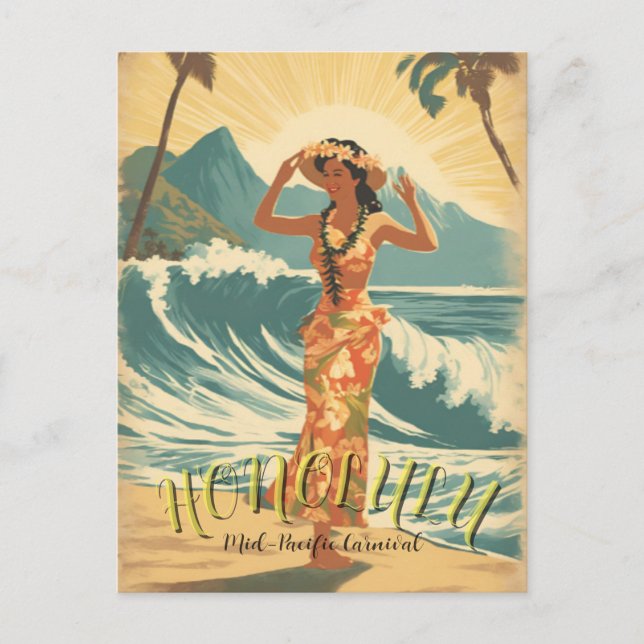 Vintage Stil Hawaii Travel Vykort (Framsida)