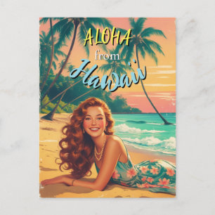 Vintage Stil Hawaiian Travel Aloha från Hawaii Helg Vykort