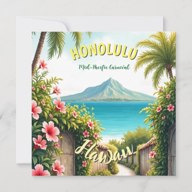 Vintage Stil Hawaiian Travel Honolulu Card (Framsida)