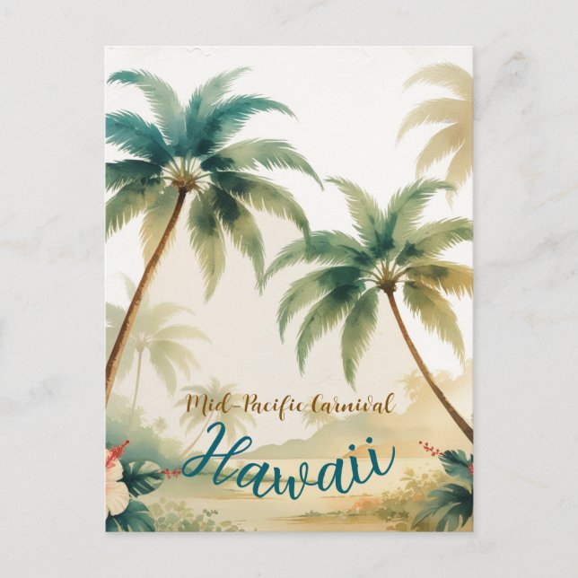 Vintage Stil Hawaiian Travel Honolulu Helg Vykort (Framsida)