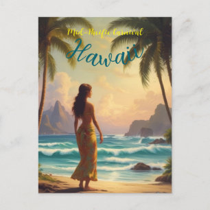 Vintage Stil Hawaiian Travel Honolulu Hula Girl Helg Vykort