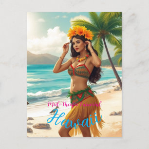 Vintage Stil Hawaiian Travel Honolulu Hula Girl Helg Vykort