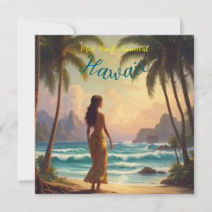 Vintage Stil Hawaiian Travel Honolulu Hula Girl Julkort