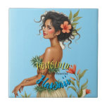 Vintage Stil Hawaiian Travel Honolulu Hula Girl Kakelplatta<br><div class="desc">Hula Girl - Carnival - Aloha Honolulu Caribbean Travel Artworks - Vintage Hawaiian Advertisement</div>