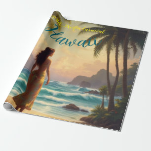 Vintage Stil Hawaiian Travel Honolulu Hula Girl Presentpapper