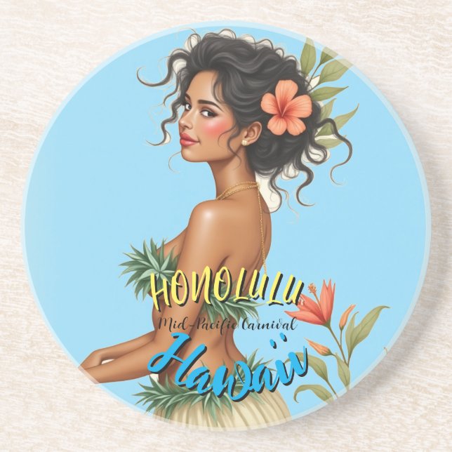 Vintage Stil Hawaiian Travel Honolulu Hula Girl Underlägg (Framsidan)