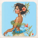 Vintage Stil Hawaiian Travel Honolulu Hula Girl Underlägg Papper Kvadrat<br><div class="desc">Hula Girl - Carnival - Aloha Honolulu Caribbean Travel Artworks - Vintage Hawaiian Advertisement</div>