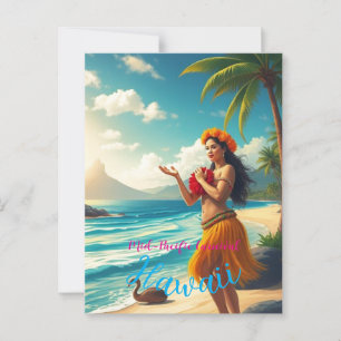 Vintage Stil Hawaiian Travel Honolulu Hula Girl Vykort