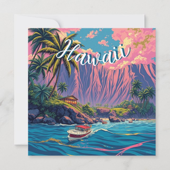 Vintage Stil Hawaiian Travel Honolulu Mid Pacific (Framsida)