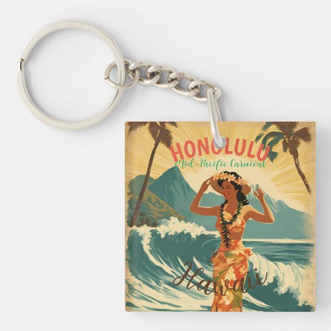 Vintage Stil Hawaiian Travel Honolulu Mid Pacific (Framsidan)