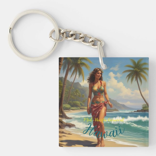 Vintage Stil Hawaiian Travel Honolulu Mid Pacific (Framsidan)