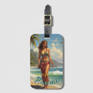 Vintage Stil Hawaiian Travel Honolulu Mid Pacific Bagagebricka