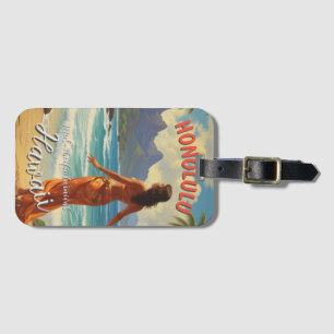 Vintage Stil Hawaiian Travel Honolulu Mid Pacific Bagagebricka