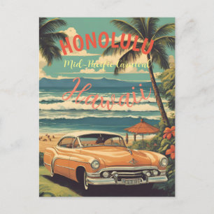 Vintage Stil Hawaiian Travel Honolulu Mid Pacific Helg Vykort