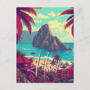 Vintage Stil Hawaiian Travel Honolulu Mid Pacific Inbjudan Vykort