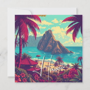 Vintage Stil Hawaiian Travel Honolulu Mid Pacific Julkort
