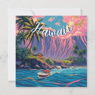 Vintage Stil Hawaiian Travel Honolulu Mid Pacific Julkort
