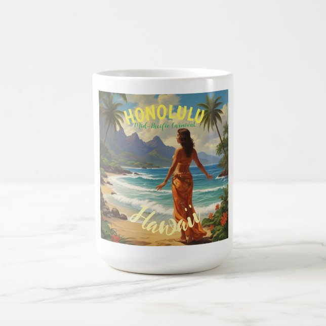 Vintage Stil Hawaiian Travel Honolulu Mid Pacific Kaffemugg (Center)