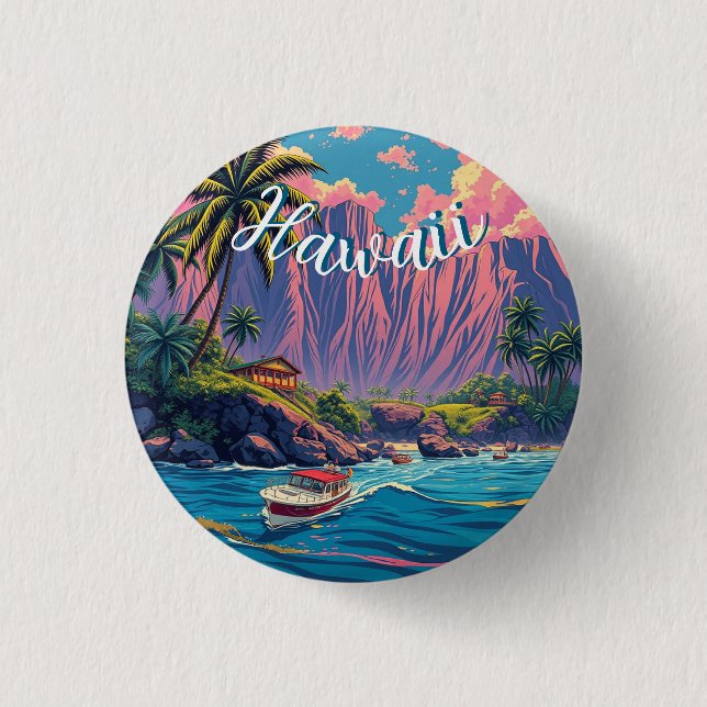 Vintage Stil Hawaiian Travel Honolulu Mid Pacific Knapp (Framsida)