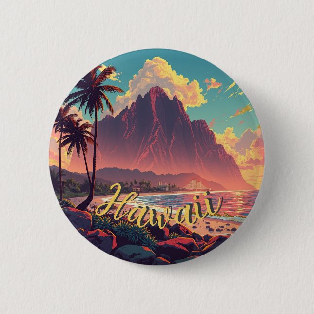 Vintage Stil Hawaiian Travel Honolulu Mid Pacific Knapp (Framsida)