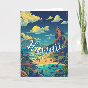 Vintage Stil Hawaiian Travel Honolulu Mid Pacific Kort