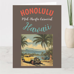 Vintage Stil Hawaiian Travel Honolulu Mid Pacific Kort