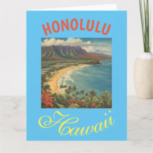 Vintage Stil Hawaiian Travel Honolulu Mid Pacific Kort