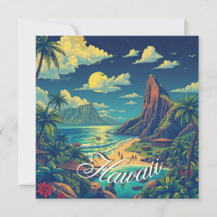 Vintage Stil Hawaiian Travel Honolulu Mid Pacific Kort
