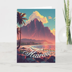 Vintage Stil Hawaiian Travel Honolulu Mid Pacific Kort