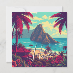 Vintage Stil Hawaiian Travel Honolulu Mid Pacific Kort
