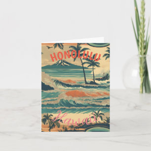 Vintage Stil Hawaiian Travel Honolulu Mid Pacific Kort