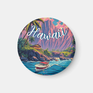 Vintage Stil Hawaiian Travel Honolulu Mid Pacific Magnet
