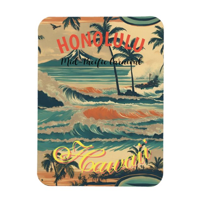 Vintage Stil Hawaiian Travel Honolulu Mid Pacific Magnet (Vertikal)