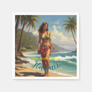 Vintage Stil Hawaiian Travel Honolulu Mid Pacific Pappersservett