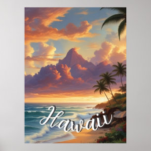 Vintage Stil Hawaiian Travel Honolulu Mid Pacific Poster