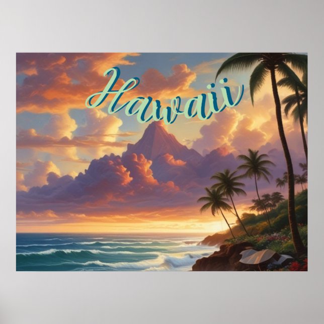 Vintage Stil Hawaiian Travel Honolulu Mid Pacific Poster (Framsidan)