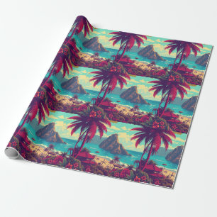 Vintage Stil Hawaiian Travel Honolulu Mid Pacific Presentpapper